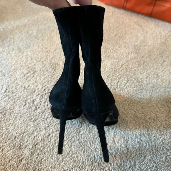 Jeffrey Campbell Pointed Toe High Heel Black Suede Ankle Booties - Picture 6 of 15